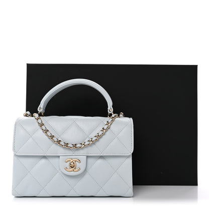Chanel Caviar Quilted Mini Retro Twist Top Handle Flap Light Blue 12 of 12