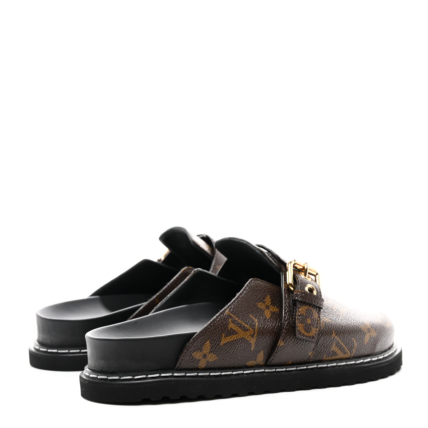 Louis Vuitton Patent Monogram Womens Cosy Flat Comfort Clog Mules 37 Brown 4 of 9