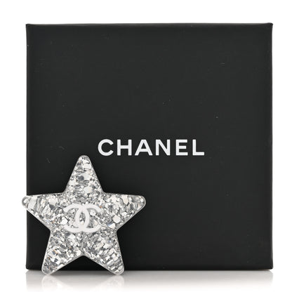 Chanel Resin Glitter Star CC Brooch White 4 of 4