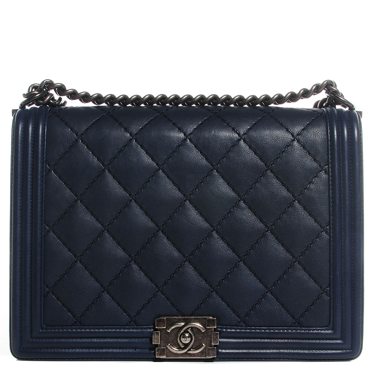 Chanel Calfskin Quilted Large Boy Flap Navy 1 of 8
