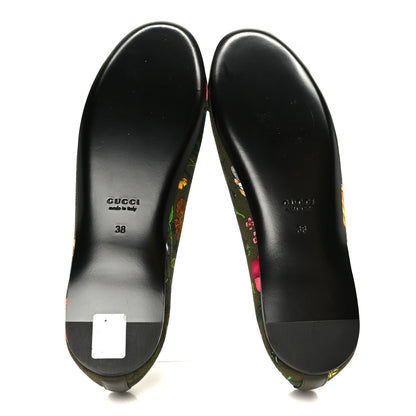 Gucci Sepang Flora Faded Canvas GG Marmont Ballerina Flats 38 Dark Green 5 of 9