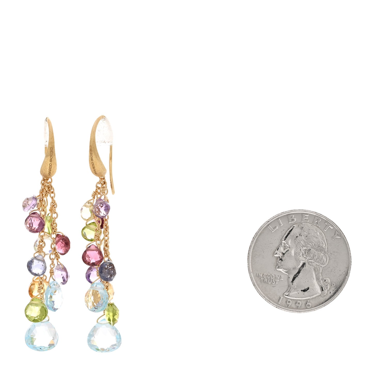 18K Yellow Gold Multi Gemstone Multi-Strand Drop Earrings