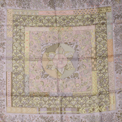 Hermes Silk Pique Fleuri de Provence Scarf 90 Gris Perle Lilac Rose Poudre 1 of 8