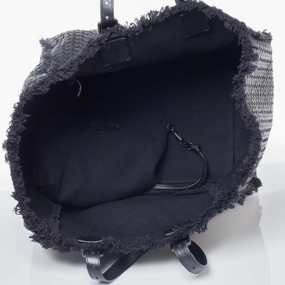 Bottega Veneta Nappa Intrecciato Canvas Fringe Maltinto Tote Nero Black 8 of 9
