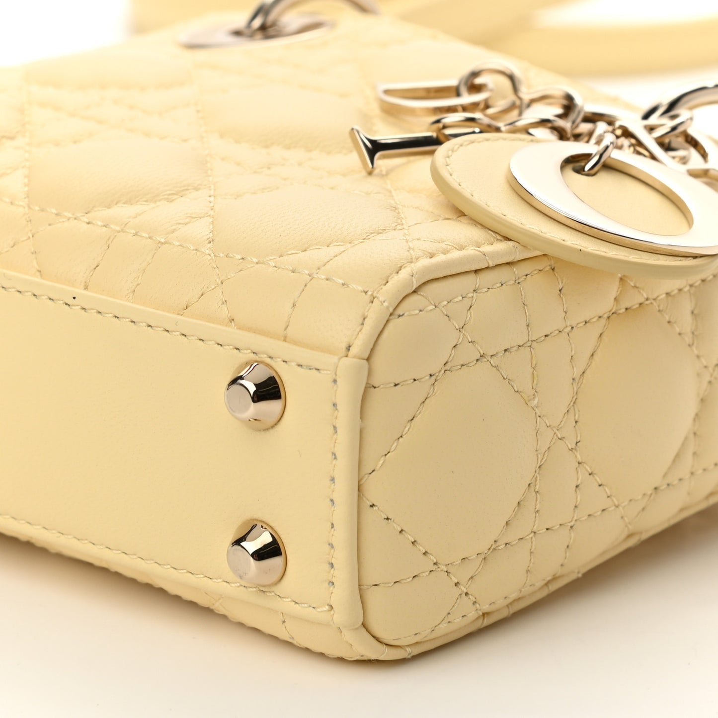 Lambskin Cannage Micro Lady Dior Soft Yellow