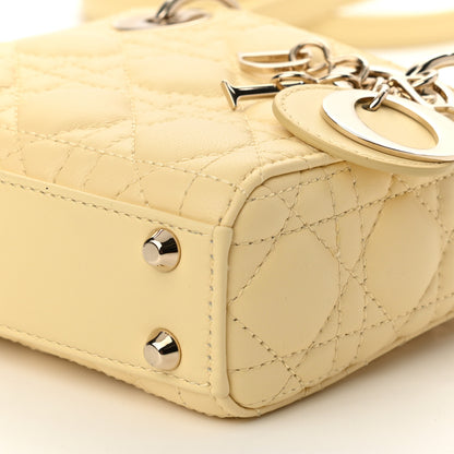 Christian Dior Lambskin Cannage Micro Lady Dior Soft Yellow 10 of 10