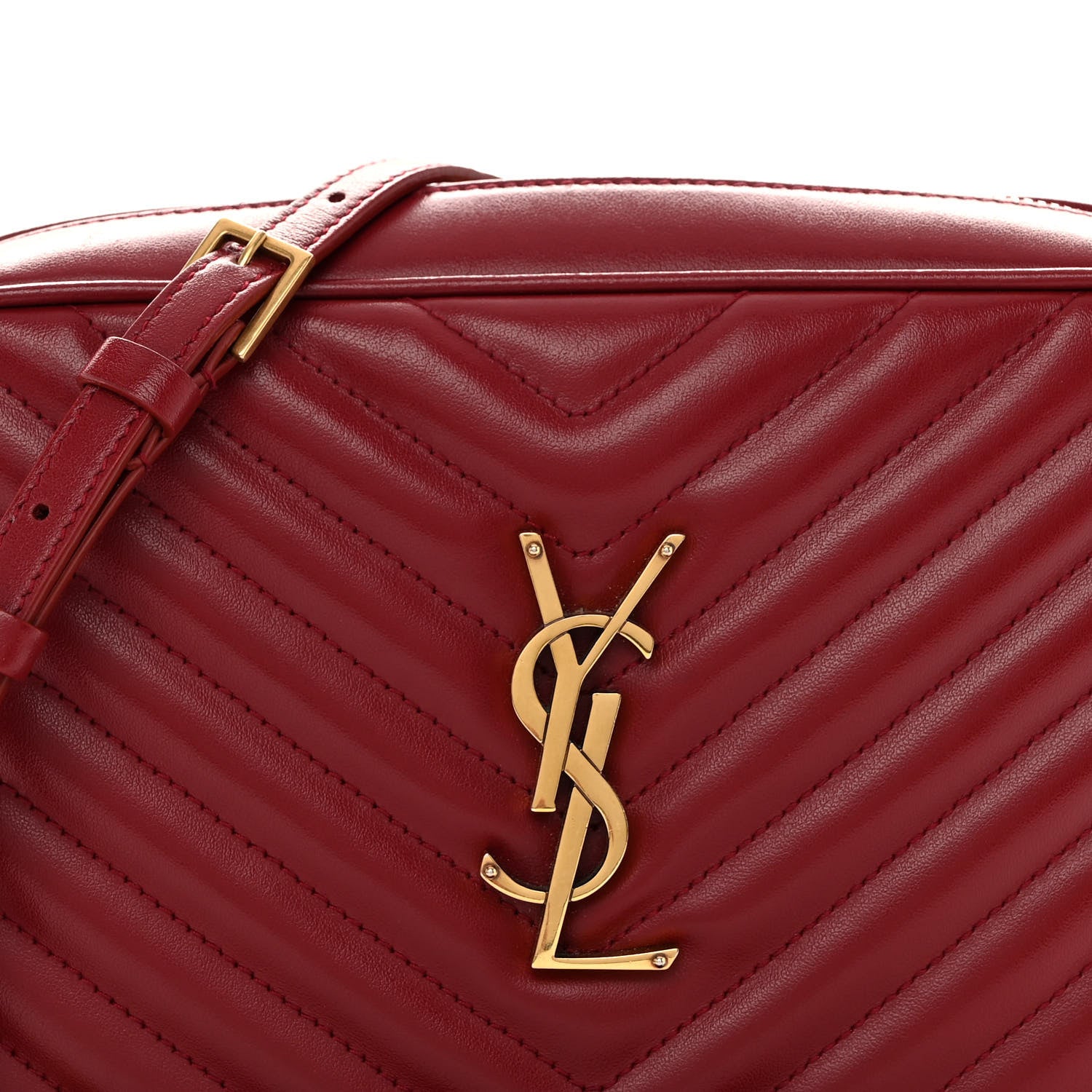 Saint Laurent Calfskin Matelasse Monogram Lou Camera Bag Rouge Eros 10 of 17
