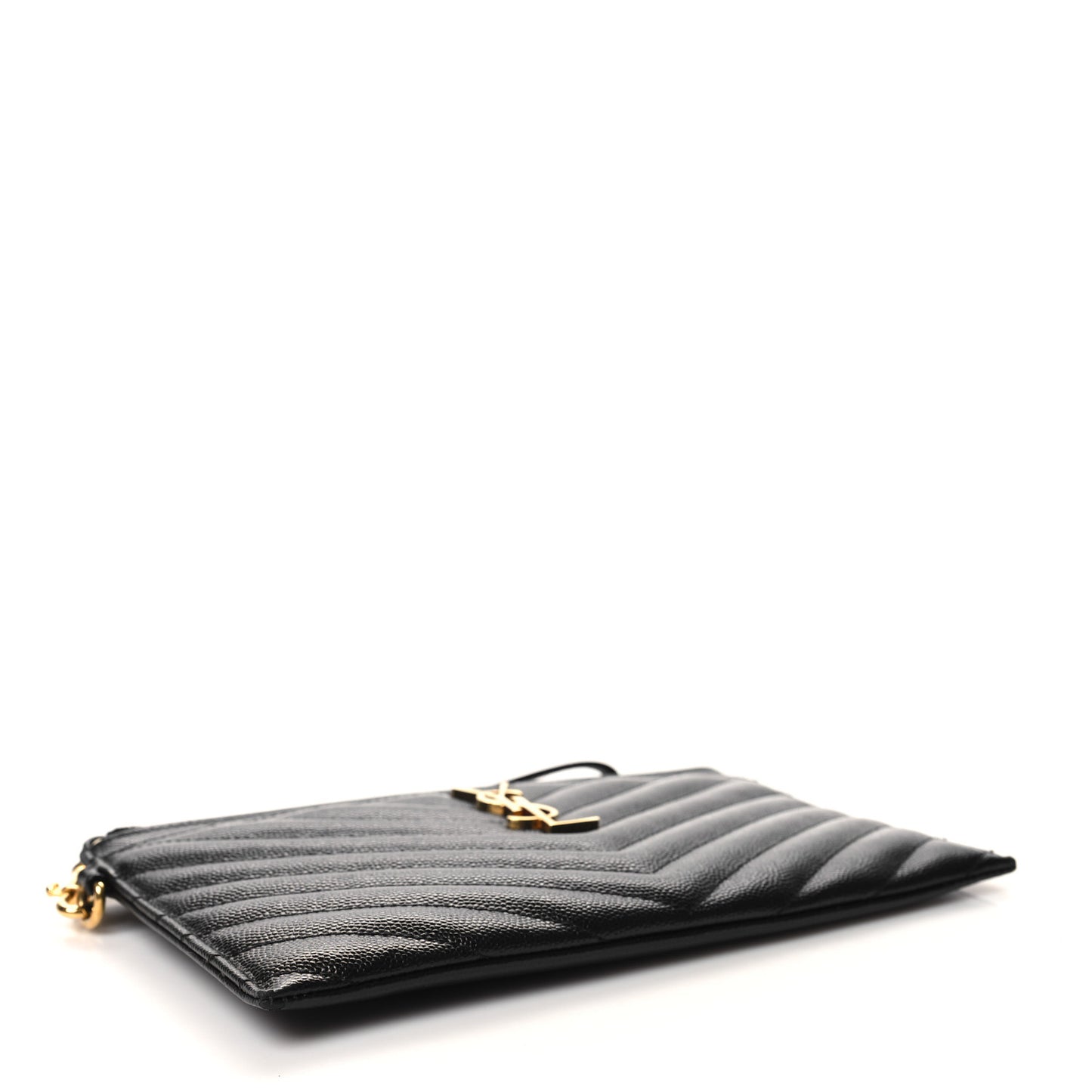 Grain De Poudre Chevron Monogram Large Bill Pouch Black