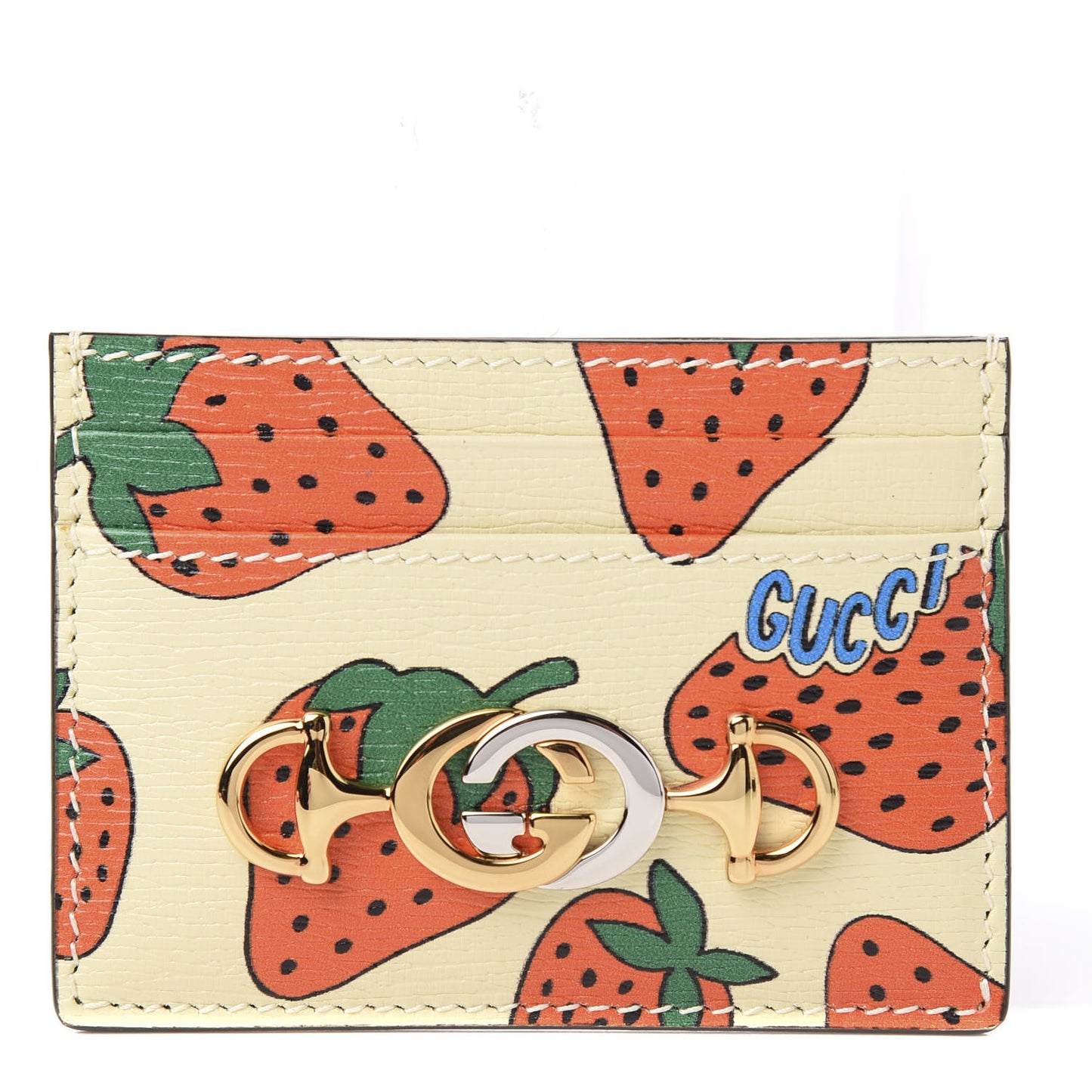 Calfskin Strawberry Print Zumi Case Case Ivory Red