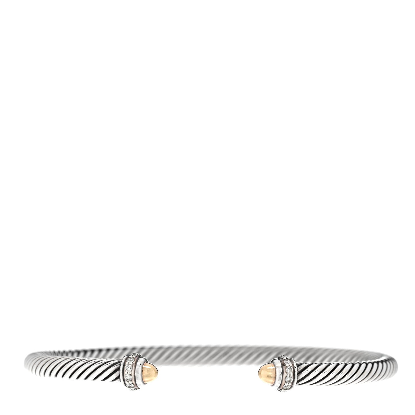 Sterling Silver 18K Yellow Gold Diamond 4mm Dome Cable Classics Bracelet