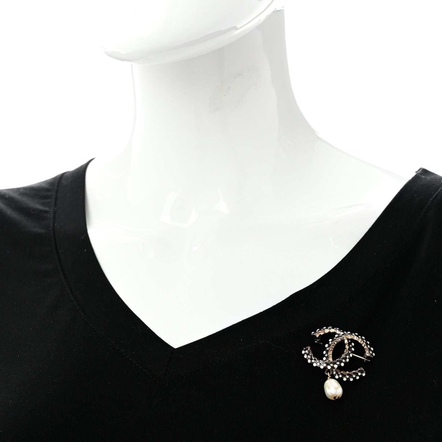 Crystal Pearl Drop CC Brooch