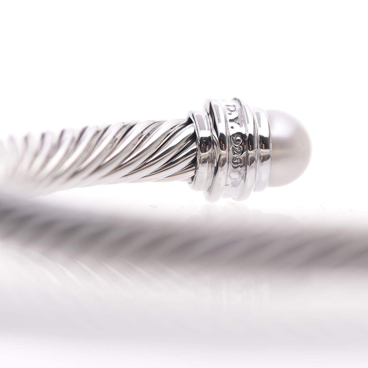 David Yurman Sterling Silver Diamond Pearl 5mm Cable Classics Princess Bracelet 4 of 5
