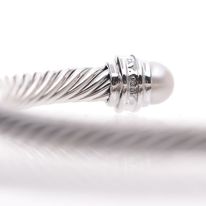 David Yurman Sterling Silver Diamond Pearl 5mm Cable Classics Princess Bracelet 4 of 5