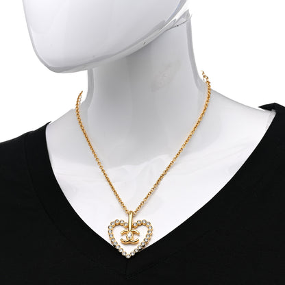 Chanel Crystal CC Heart Necklace Gold 2 of 6
