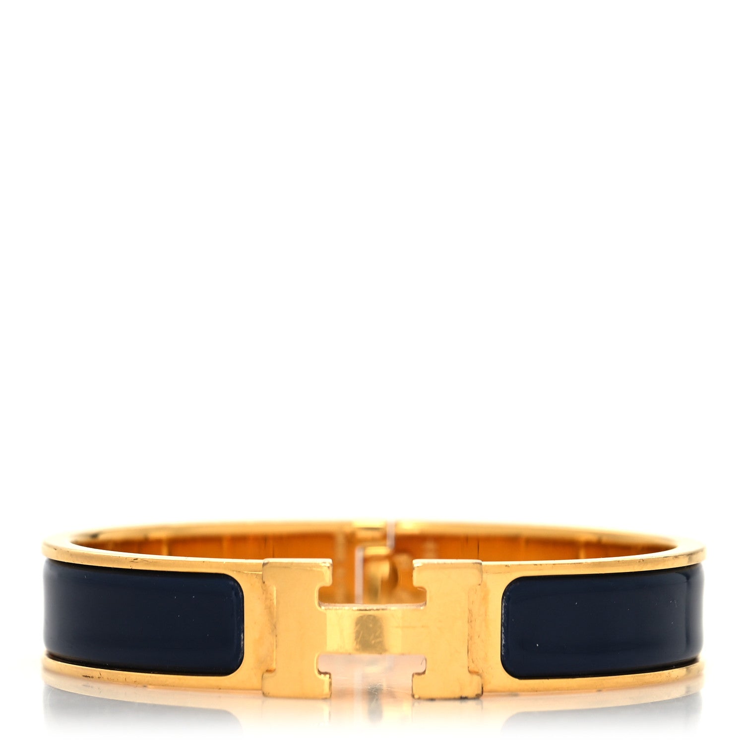 Hermes Enamel Narrow Clic Clac H Bracelet GM Indigo 1 of 6