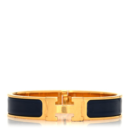 Hermes Enamel Narrow Clic Clac H Bracelet GM Indigo 1 of 6