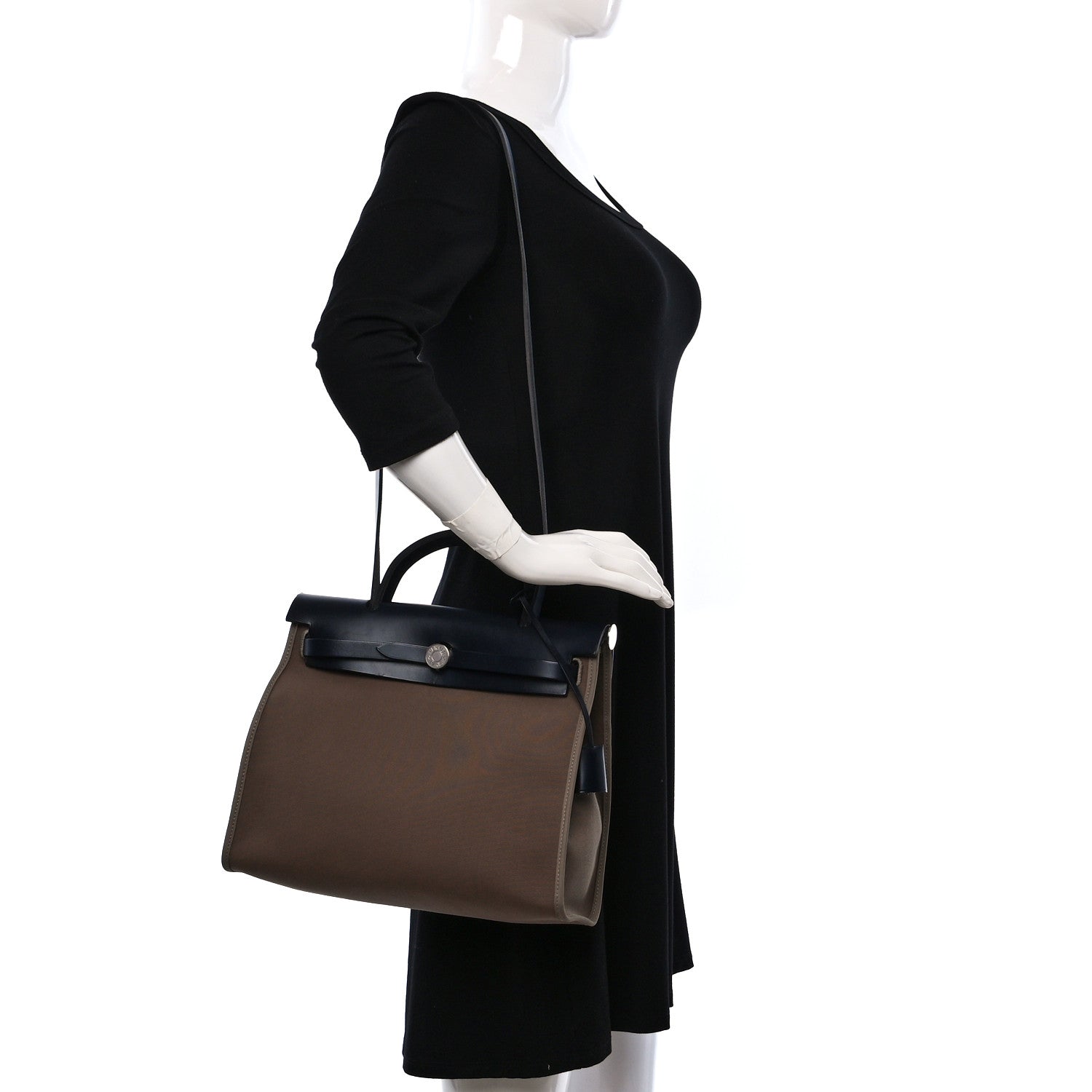 Hermes Toile Officier Vache Hunter Herbag Zip 31 PM Etoupe Bleu Indigo 2 of 15