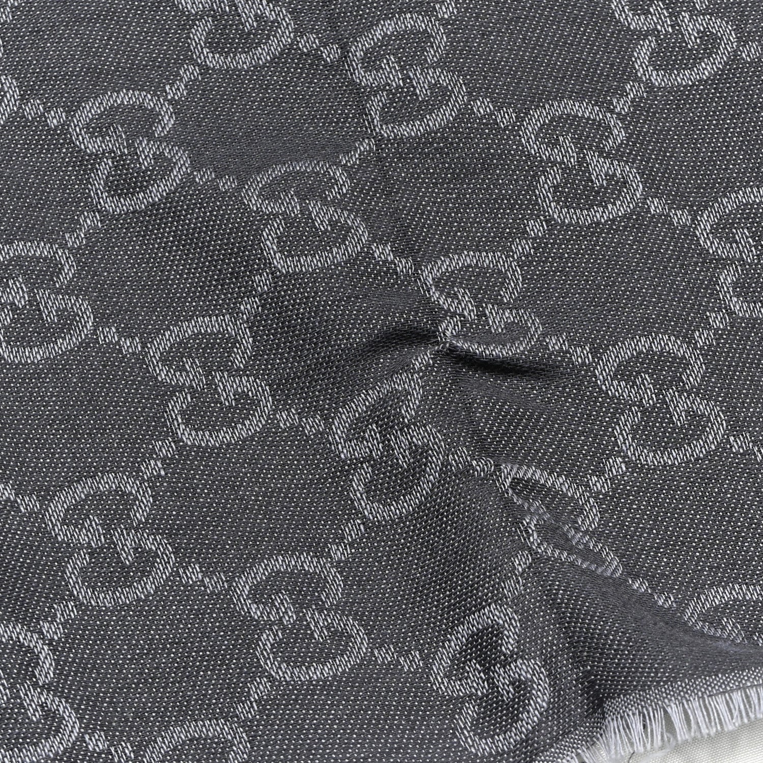 Gucci Wool Silk GG Monogram GGWeblong Fringe Scarf Shawl Blue 4 of 5