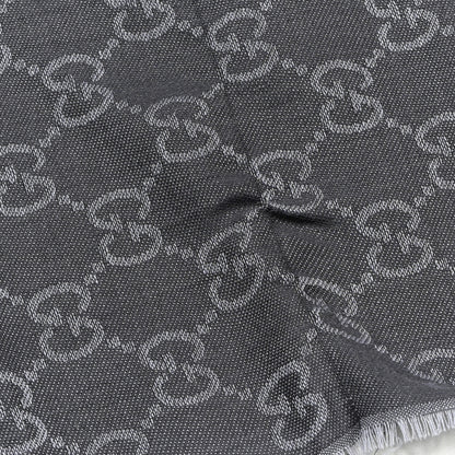 Gucci Wool Silk GG Monogram GGWeblong Fringe Scarf Shawl Blue 4 of 5