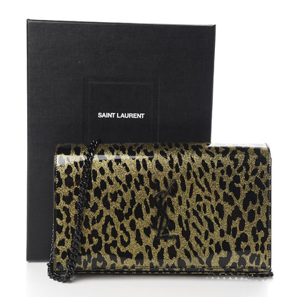 Saint Laurent Patent Leopard Print Monogram Chain Wallet Leopard Black Gold 9 of 9