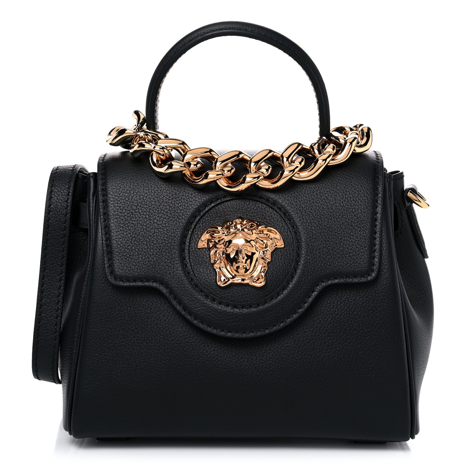 Versace Grained Calfskin Small La Medusa Top Handle Bag Black 1 of 9