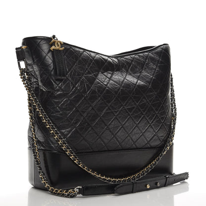 Chanel Aged Calfskin Quilted Large Gabrielle Hobo Black 4 of 8