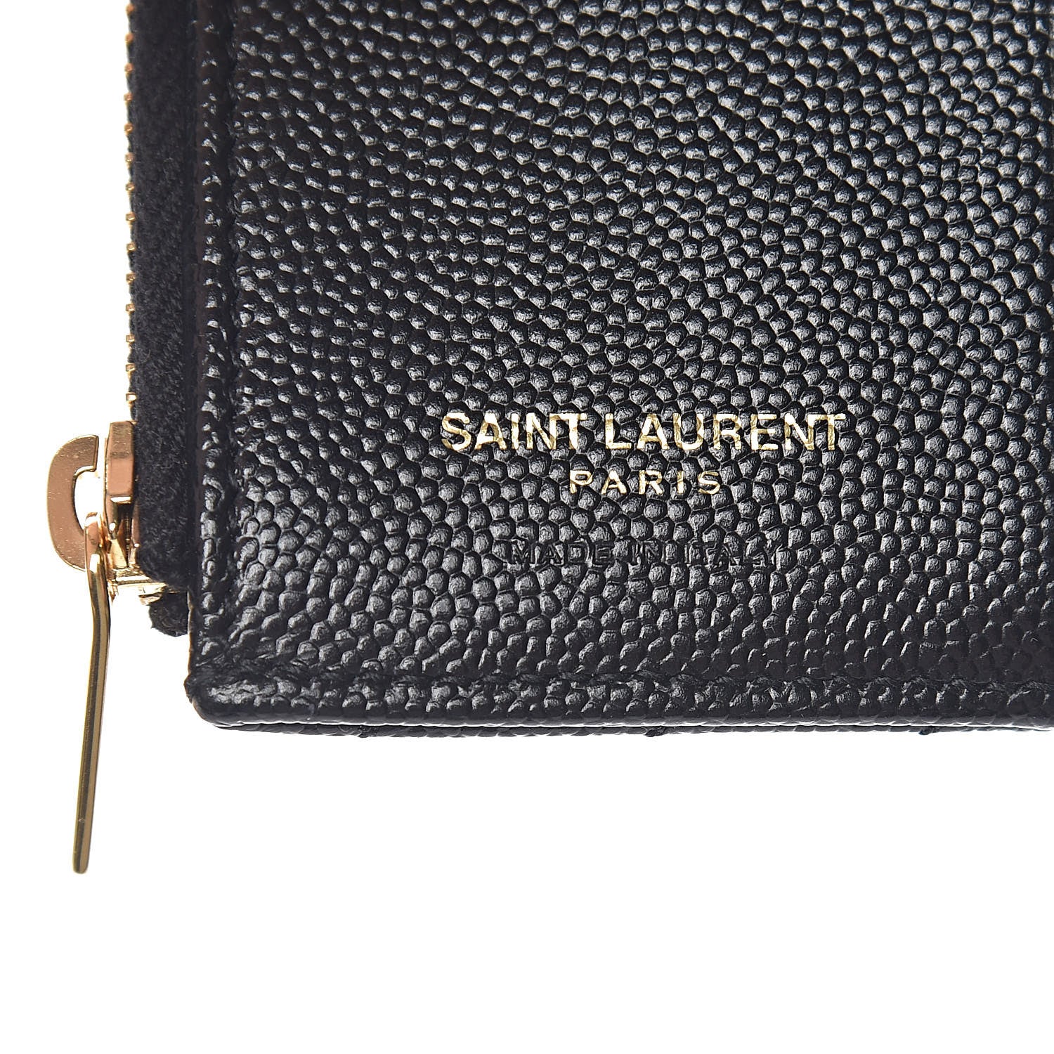 Saint Laurent Grain De Poudre Matelasse Chevron Monogram Zipped Card Case Black 6 of 8