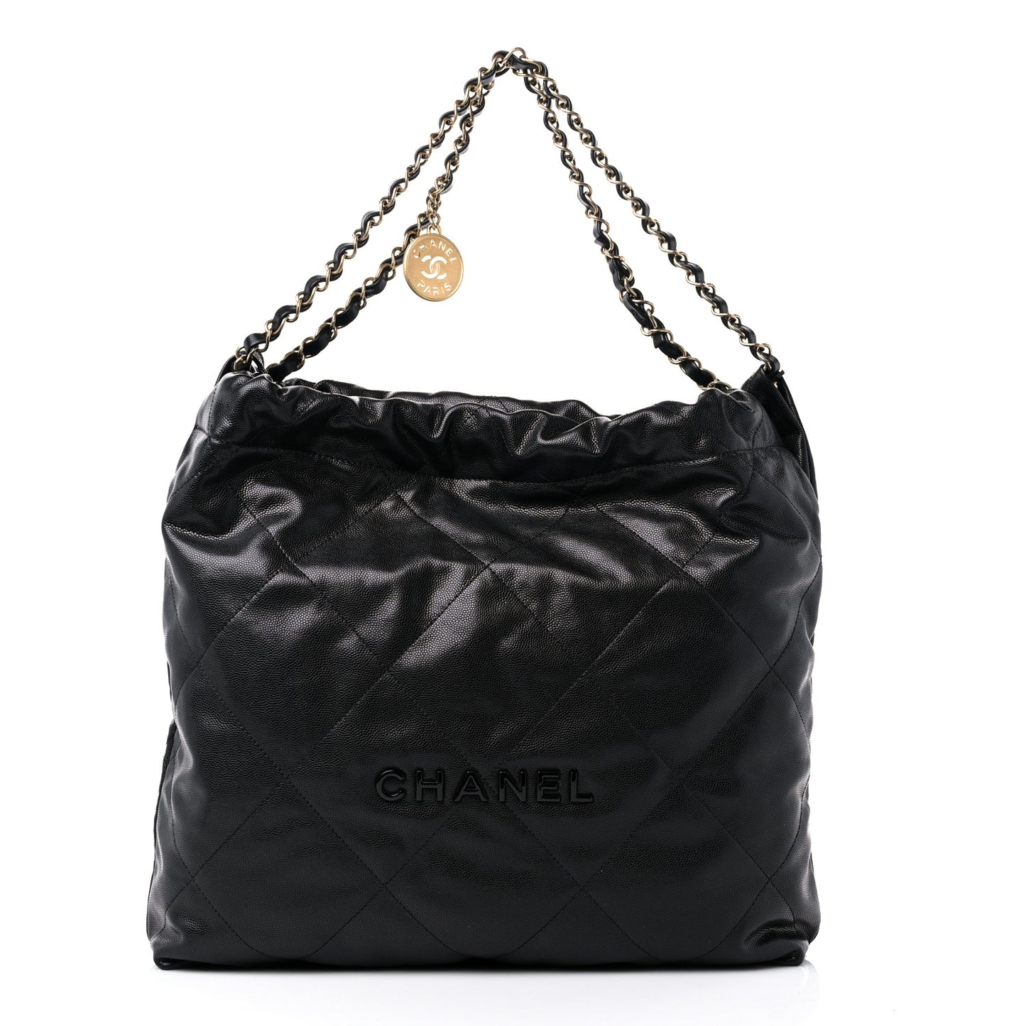 Shiny Caviar Quilted Monochrome Chanel 22 Black
