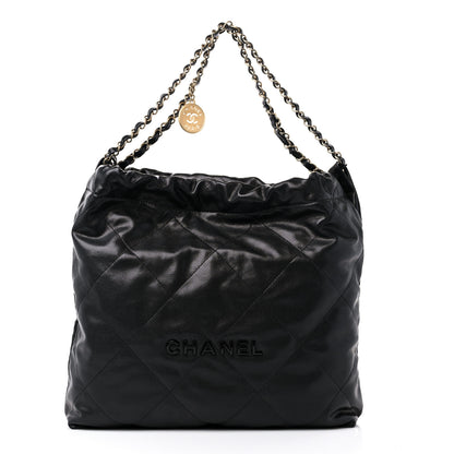 Chanel Shiny Caviar Quilted Monochrome Chanel 22 Black 3 of 11