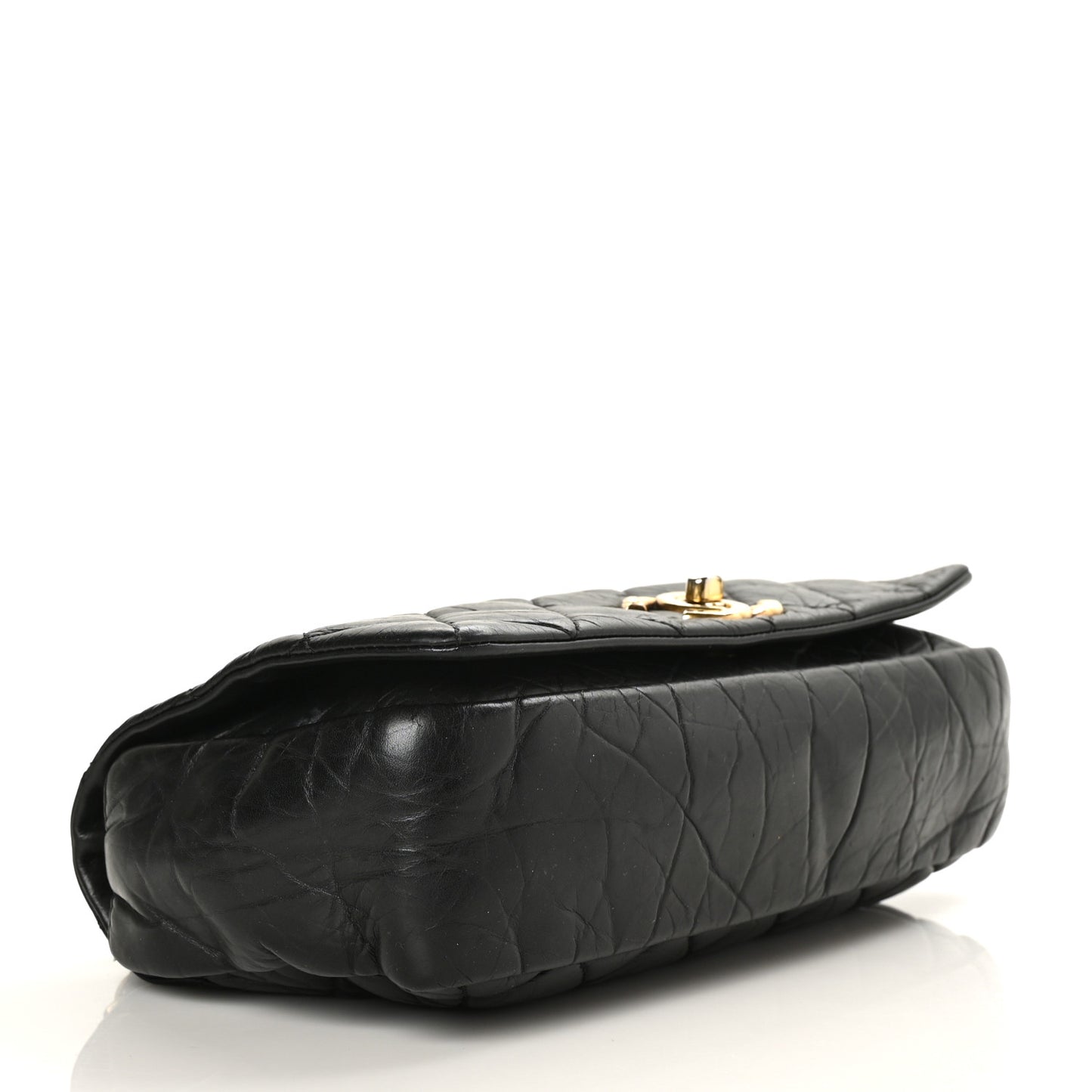 Aged Calfskin Quilted Medium Pondichery Flap Black
