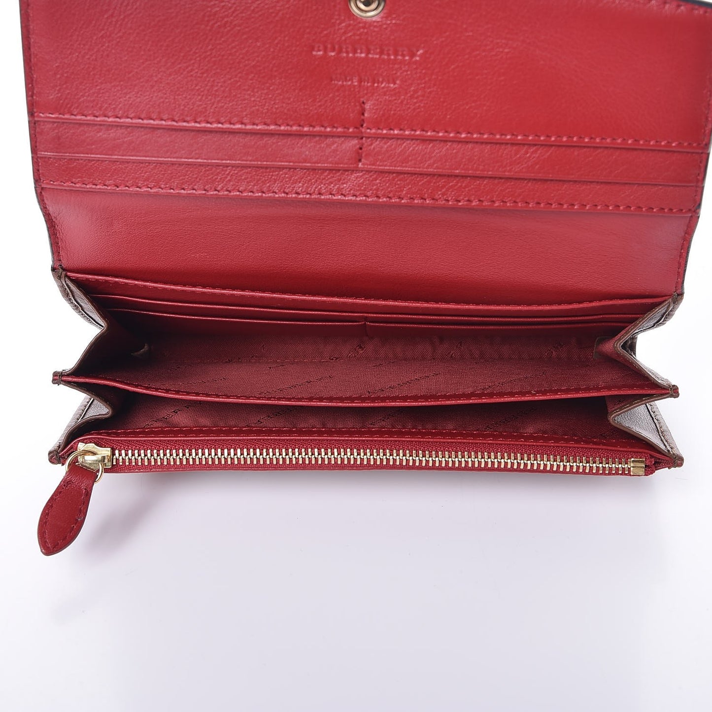 Grainy Calfskin House Check Continental Wallet Tan