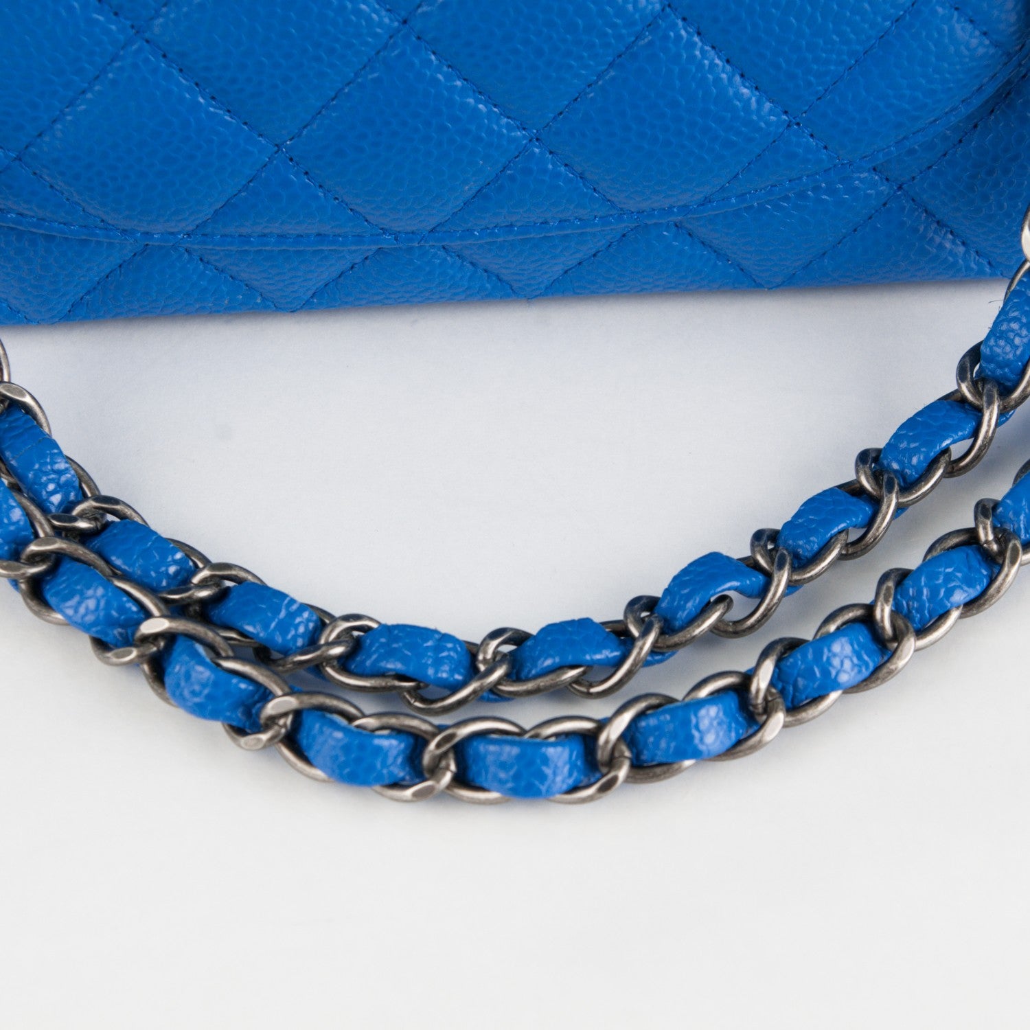Chanel Caviar Quilted Medium Double Flap Blue 9 of 13