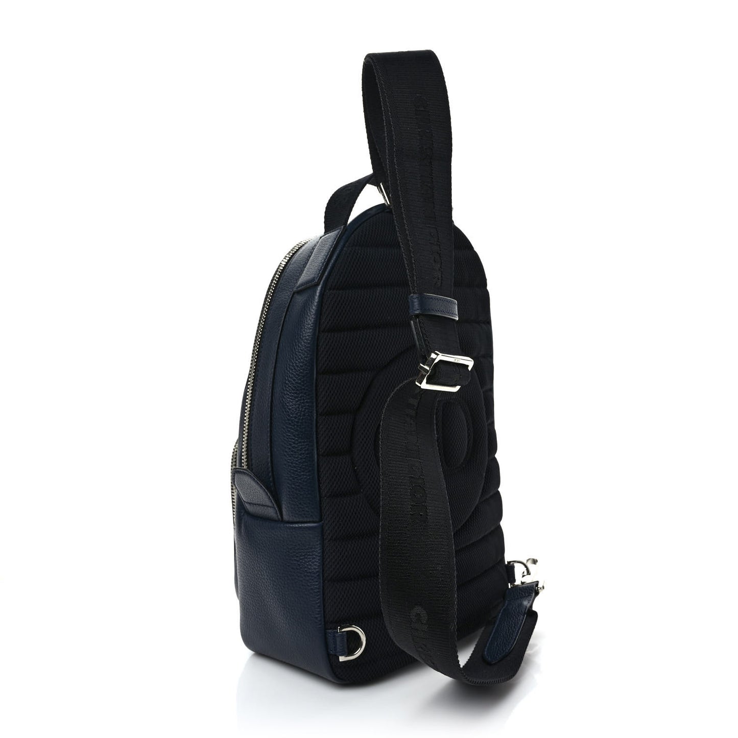X SHAWN STUSSY Grained Calfskin Ox Head Crossbody Backpack Navy Blue