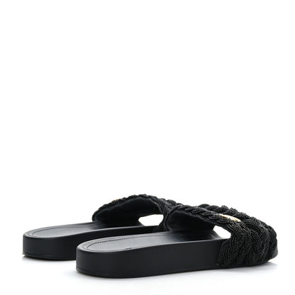 Chanel Lambskin Pearl Beaded Woven Slides 41 Black 7 of 17