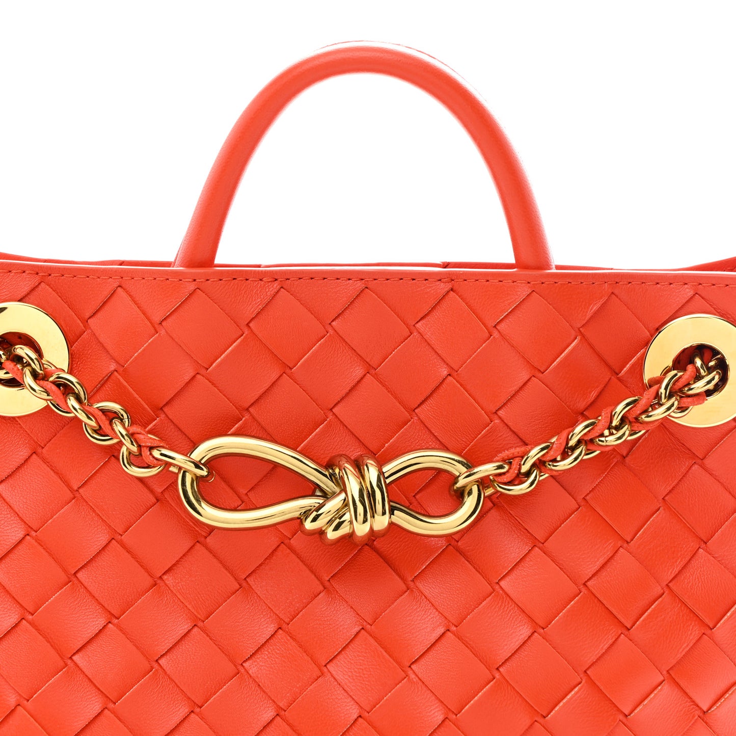 Nappa Intrecciato Small Andiamo With Chain Shoulder Bag Orange