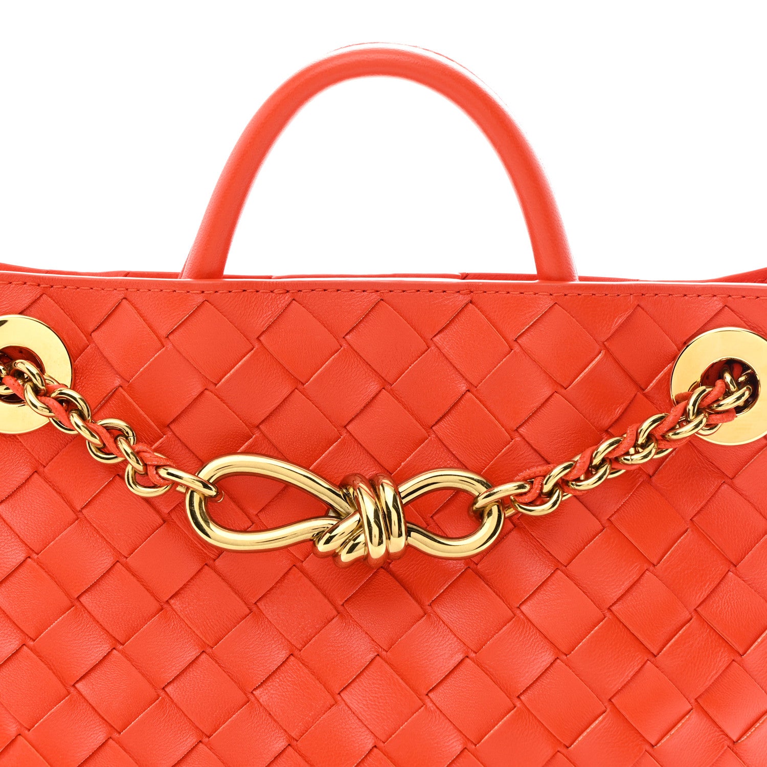 Bottega Veneta Nappa Intrecciato Small Andiamo With Chain Shoulder Bag Orange 7 of 9