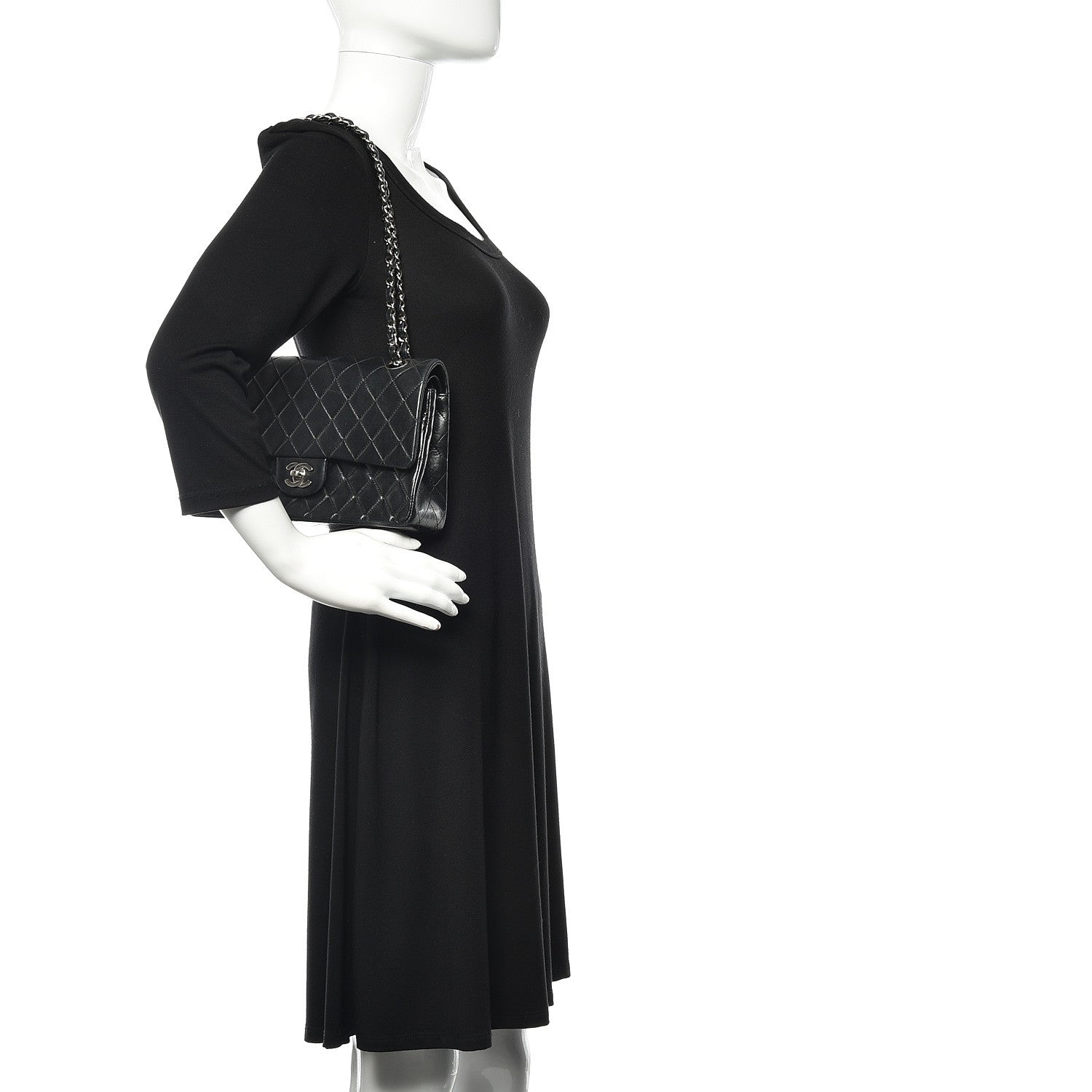 Chanel Lambskin Quilted Medium Double Flap Black 2 of 16