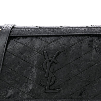 Saint Laurent Crinkled Calfskin Matelasse Monogram Medium Niki Chain Satchel Black 15 of 19