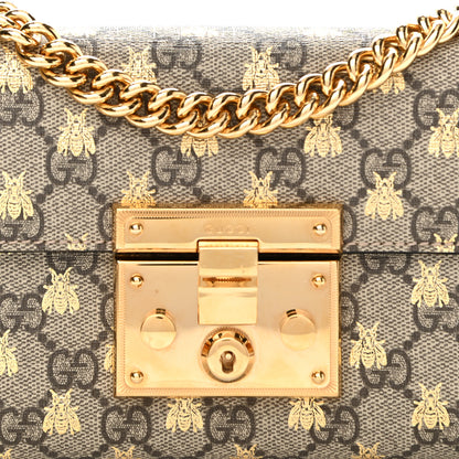 Gucci GG Supreme Monogram Bees Small Padlock Shoulder Bag Black 8 of 10
