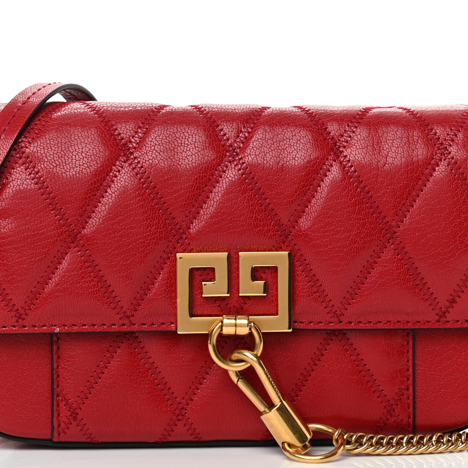 Givenchy Goatskin Quilted GV3 Mini Pocket Convertible Bag Vermillon 8 of 15