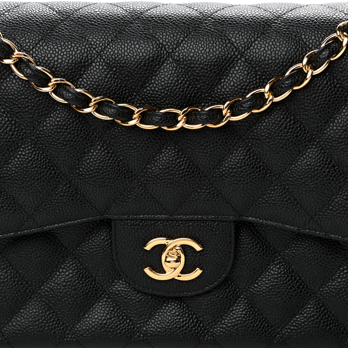 Caviar Quilted Jumbo Double Flap Black