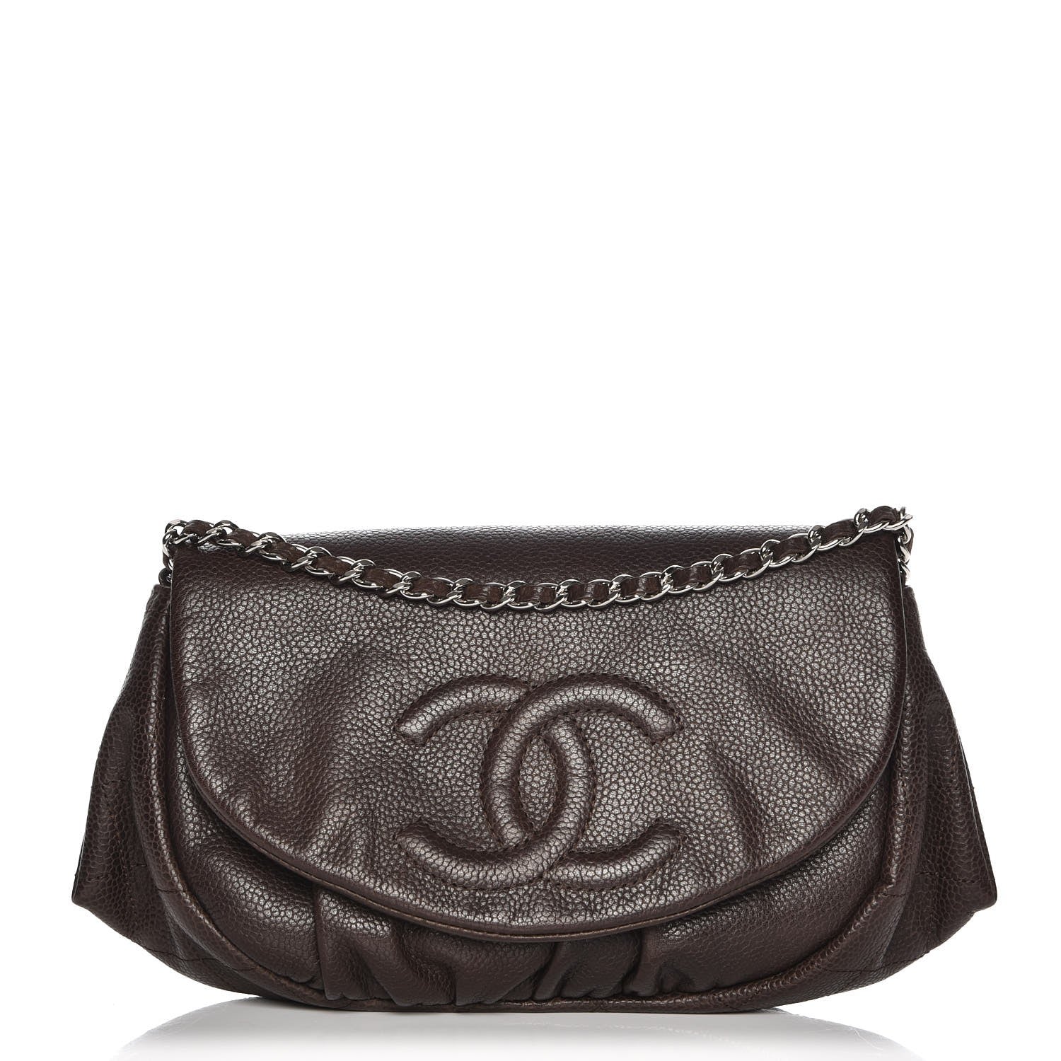 Chanel Caviar Half Moon Wallet On Chain WOC Dark Brown 1 of 10