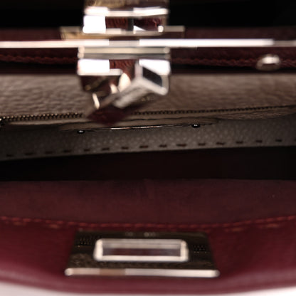 Fendi Cuoio Romano Selleria Bi-Color Mini Peekaboo Iconic Satchel Bordeaux Grigio Polvere 6 of 9
