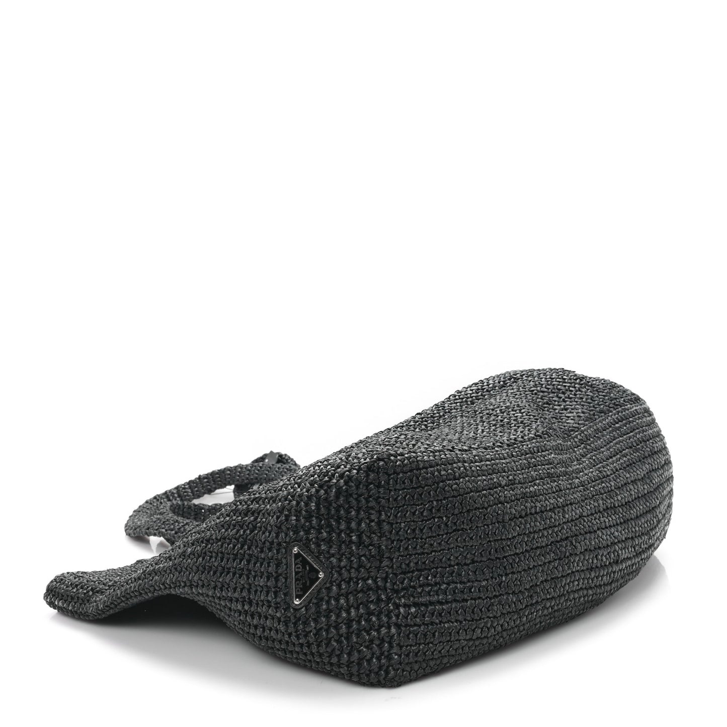 Yarn Raffia Effect Crochet Logo Tote Black