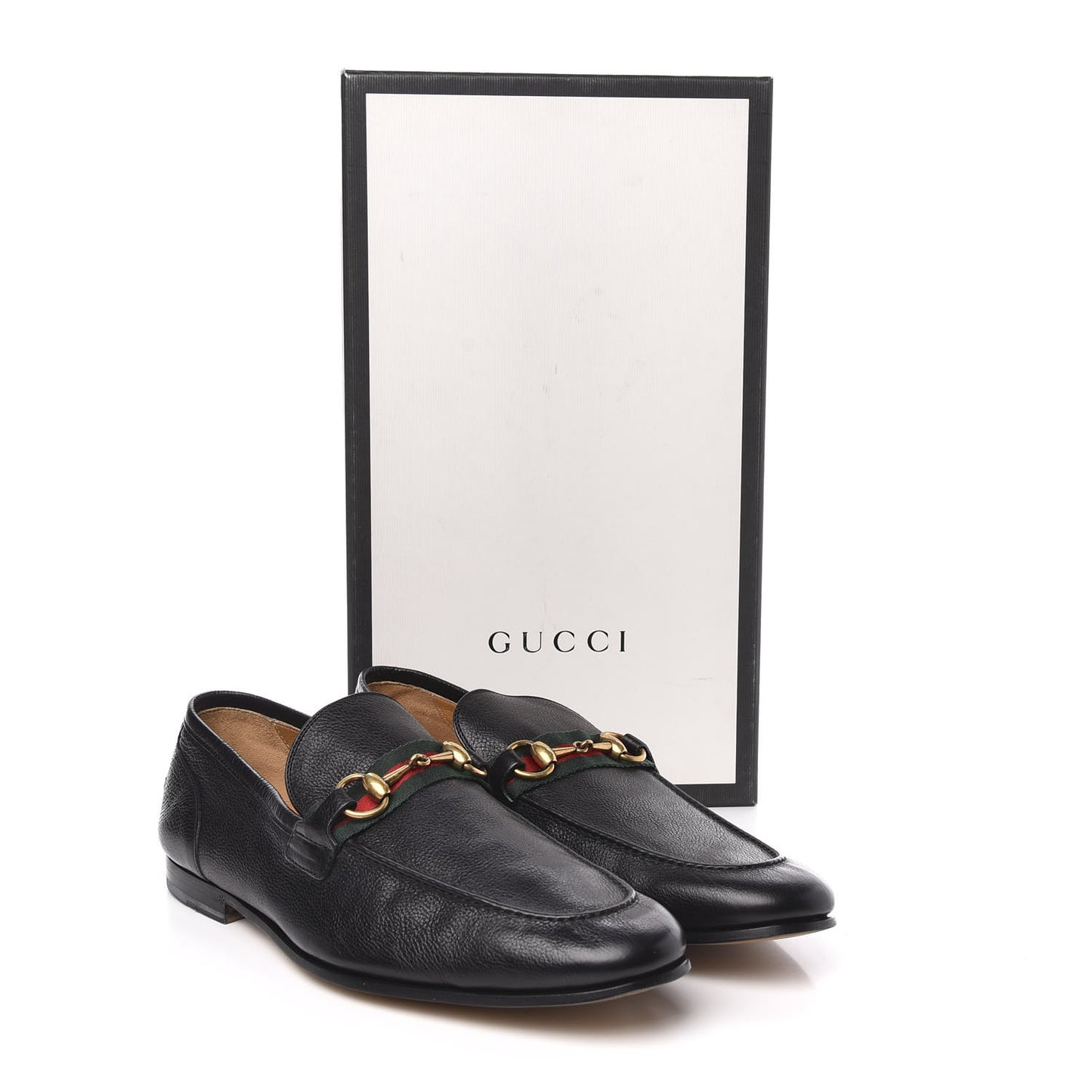 Calfskin Web Mens Horsebit Loafers 9 Black