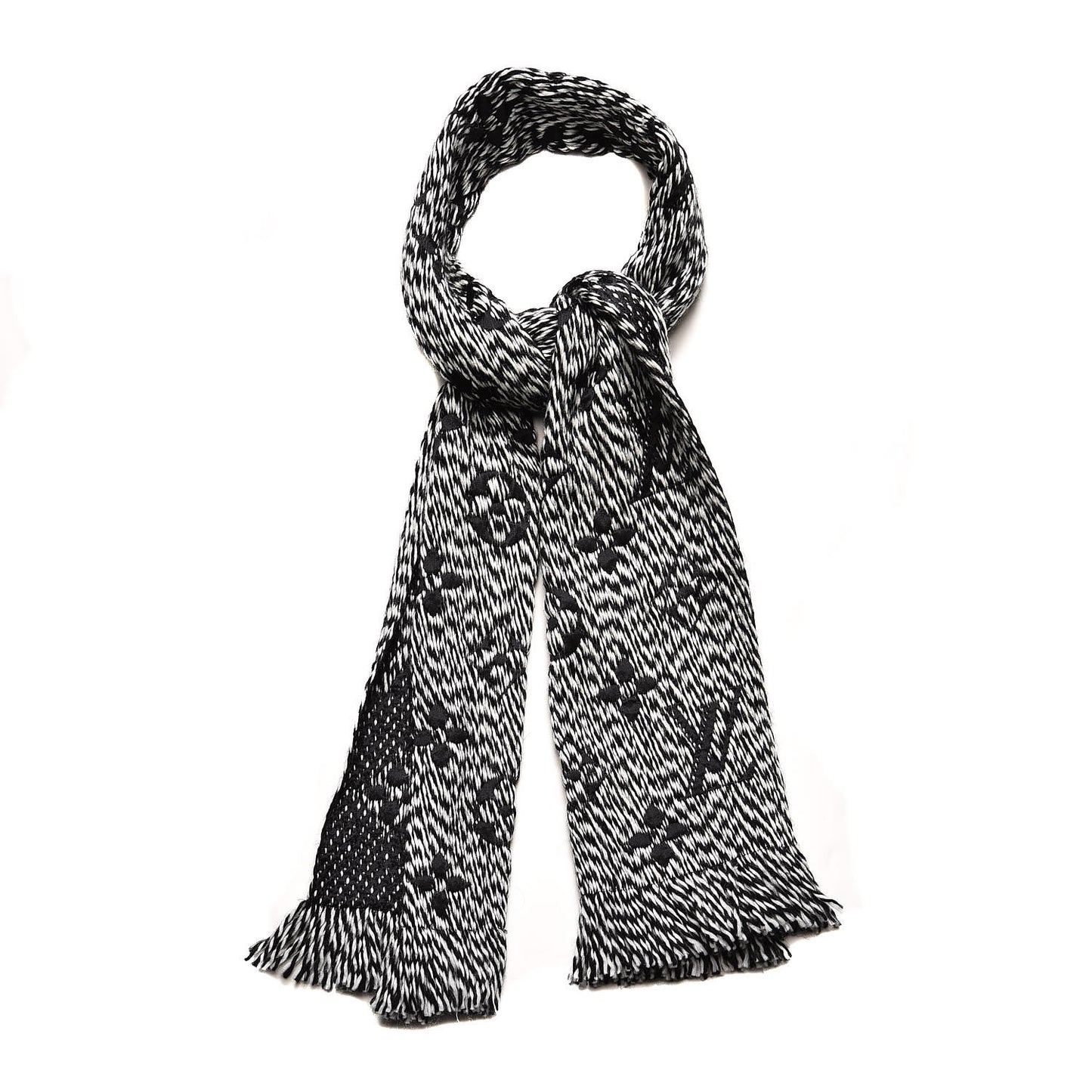 Wool Silk Logomania Mix Scarf Black