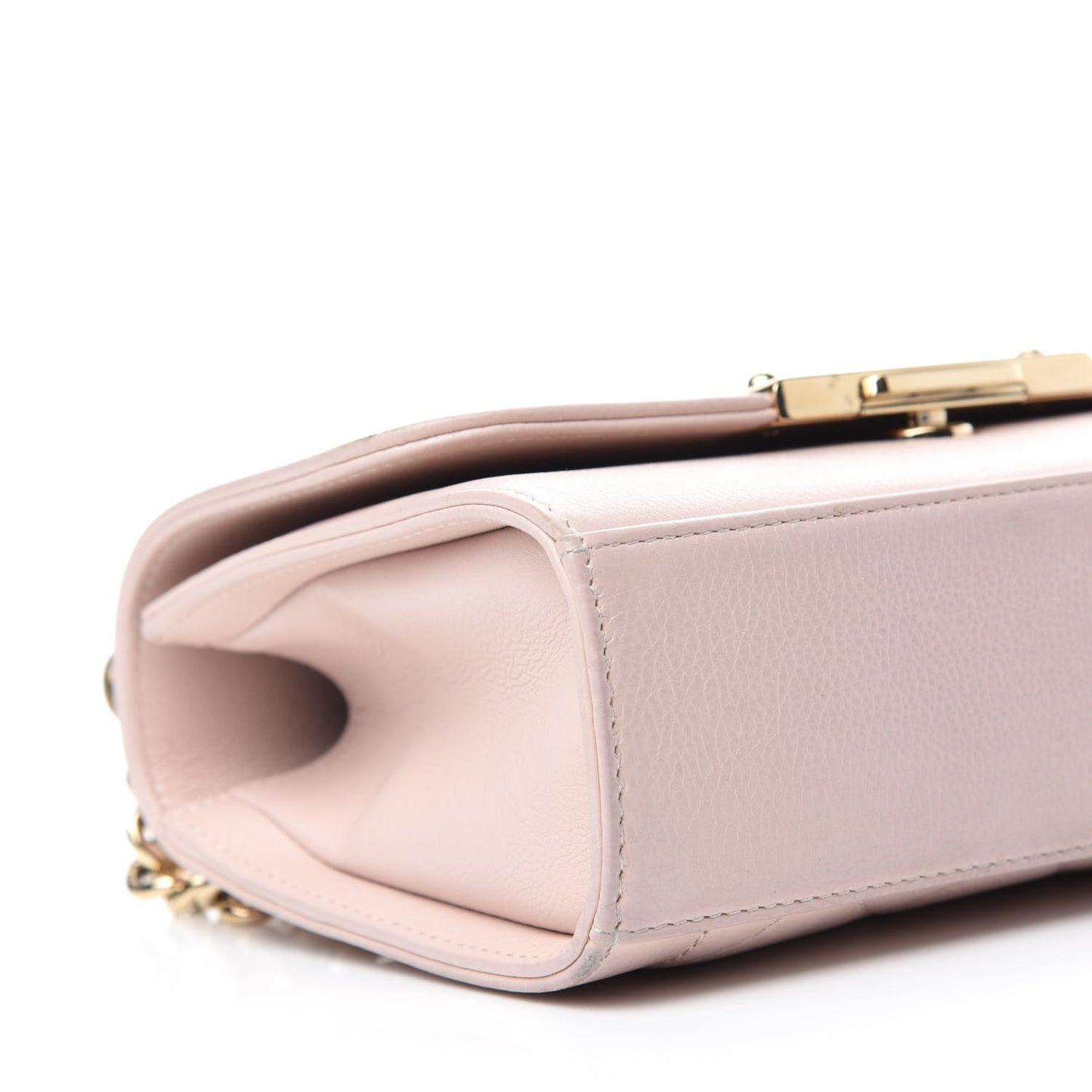 Grained Calfskin Quilted Small Label Click Flap Bag Pink