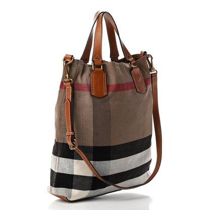 Burberry Canvas Mega Check Medium Tottenham Brit Tote Saddle Brown 2 of 8
