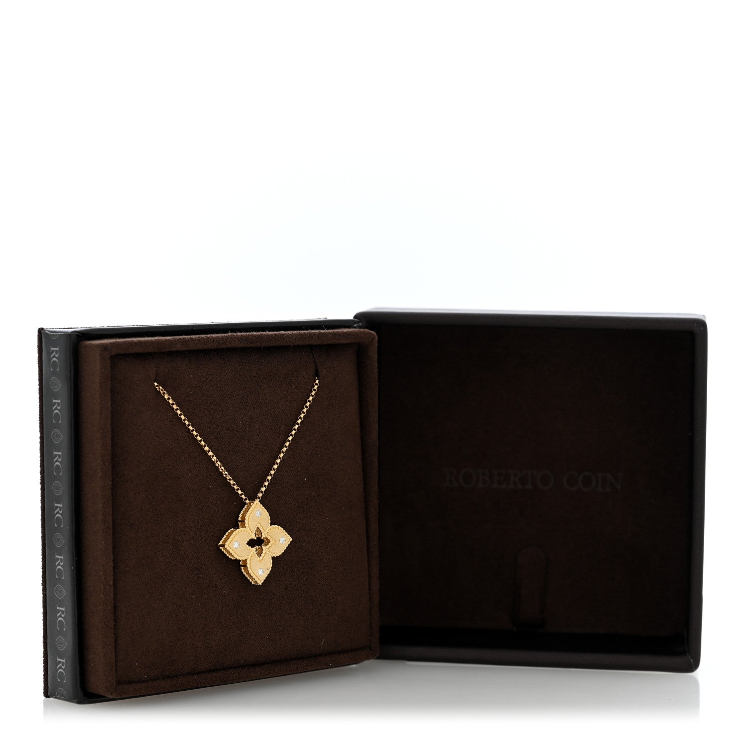 Roberto Coin 18K Yellow Gold Diamond Medium Venetian Princess Flower Pendant Necklace 5 of 5