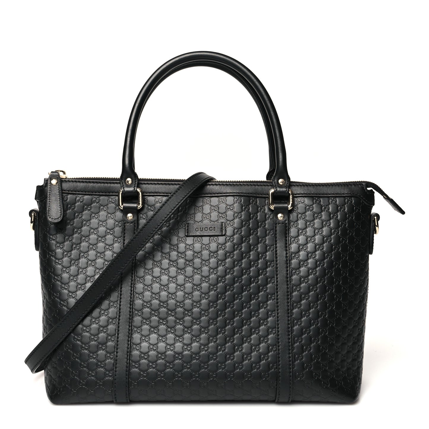 Soft Microguccissima Small Zippered Satchel Black